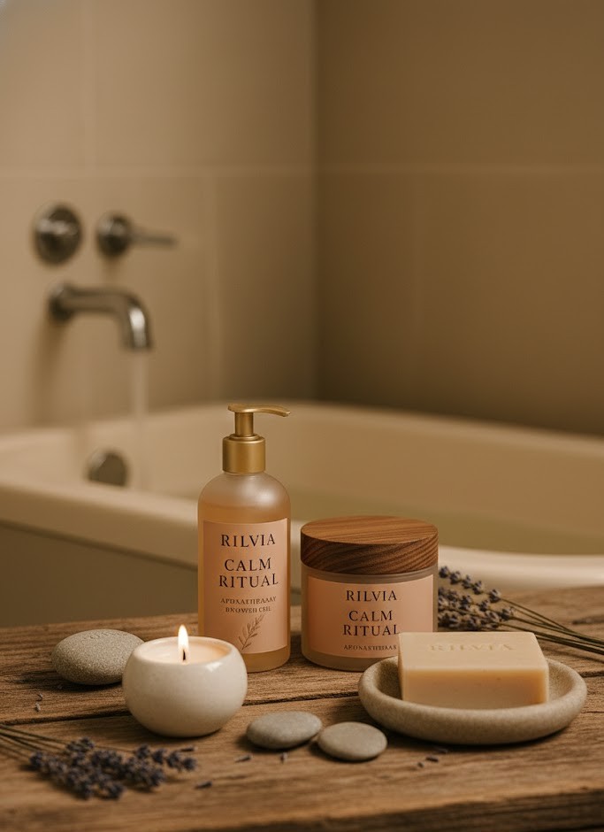 Calm bath ritual products for stress relief